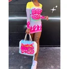 Valentines 2021 Summer Fashion Short Printed Pink T Shirt Valentines Women Casual Dresses