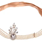 Bridal The Great Gatsby Pearl Necklace Fashion Hair Band Multi-layered Pearl Bridal Party Hair Accessory