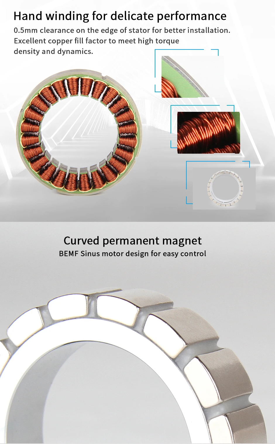 frameless motor with high torque density