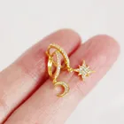 Gold Star Earrings Earrings Cz Earrings Fashion Jewelry S925 Silver Gold Plated CZ Moon Star Hoop Earrings