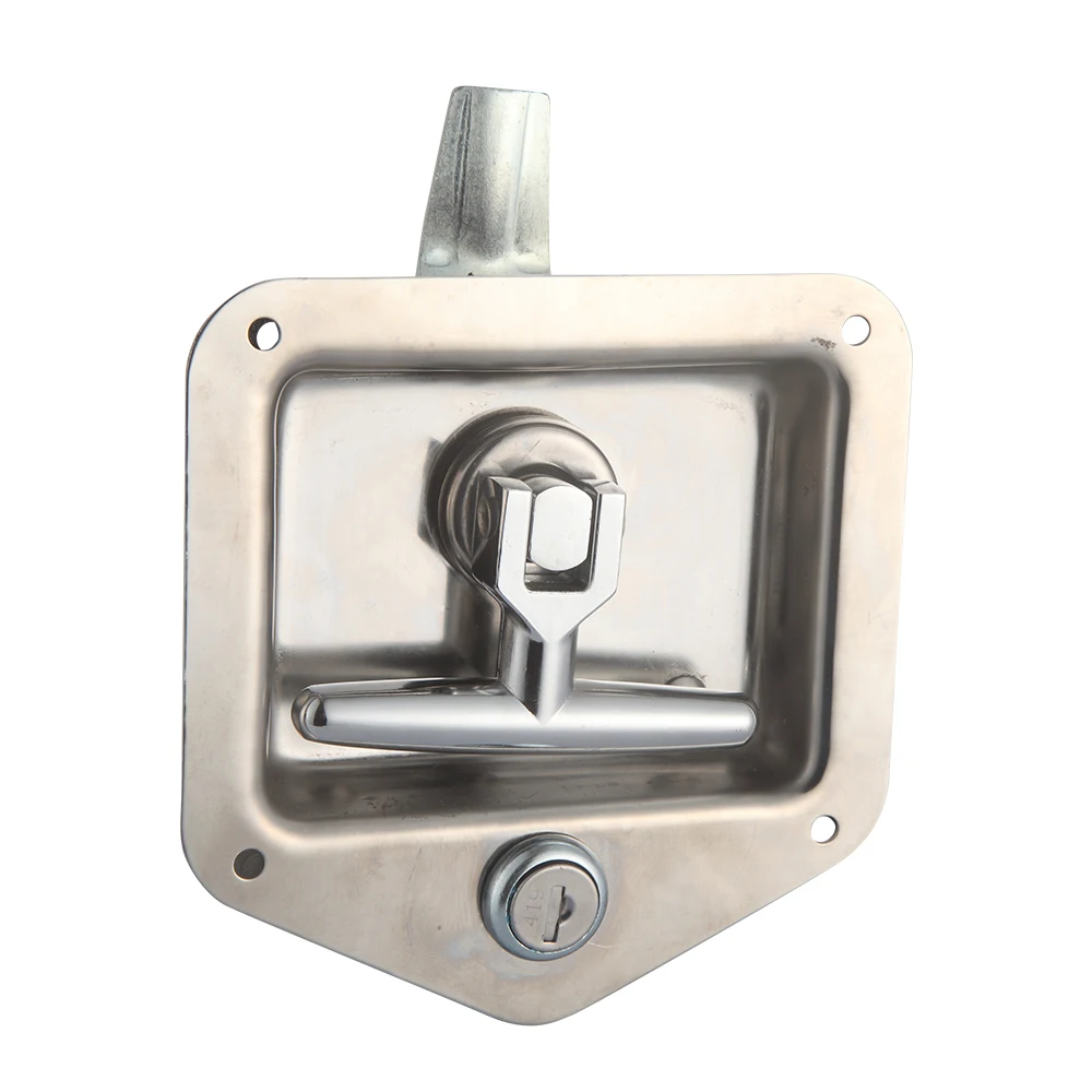 Heavy Duty Truck or Trailer Flush Mount Polished Stainless Steel Key-Locking T Handle Recessed Locks for Tool Boxes details