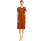 Summer New Solid Color Women Dresses Summer V-Neck Printed Stretch Waist Dresses Women Elegant T113307