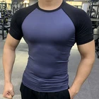 Fit Tshirt Cotton Muscle Fit Custom Athletic Elastan Spandex/Polyest Gym Raglan Stretch Men Plain Sport Tshirt
