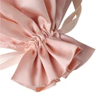 Bags Silk Satin Bag Promotional Pink Satin Hair Storage Pouch Bags Custom Logo Silk Ribbon Drawstring Hair Bags