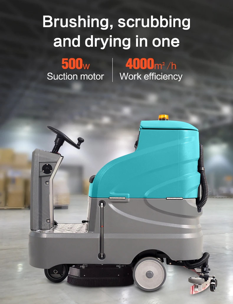 Warehouse Tile Floor Cleaner Industrial Ride-on Floor Scrubber Dryer Machine