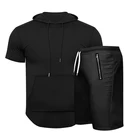Hoodie Men Wholesale Summer Custom Workout Man 2 Pc Jogger Sets 100% Polyester Hoodie Sweatsuit Men 2 Piece Shorts Set