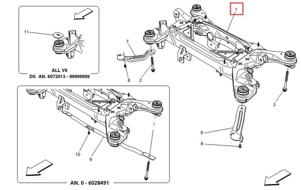 Good Quality Aluminum Car Parts Rear Subframe For Maserati Levante 2017 OE 670103622 Engine Cradle supplier