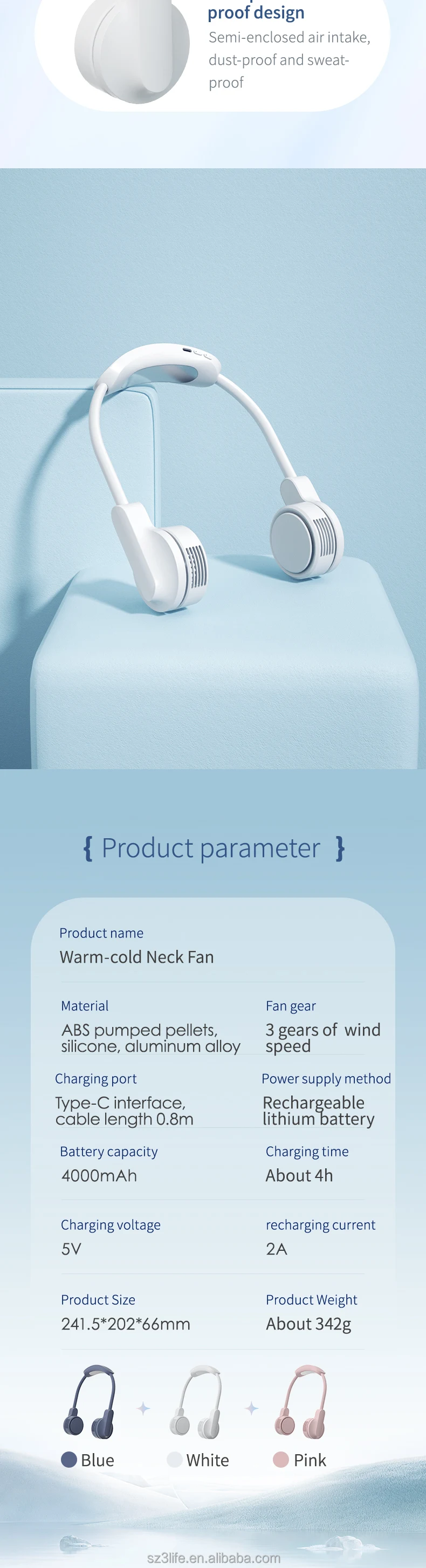 Semiconductor Refrigerating Neck Fan, Portable, 4000mAh - detail 20