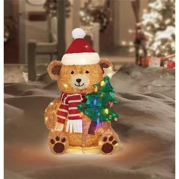 Nicro New Arrival Light up Pop up 3D Brown Bear Elephant Indoor or Outdoor Lawn Ornament Christmas Foldable Glowing Decoration