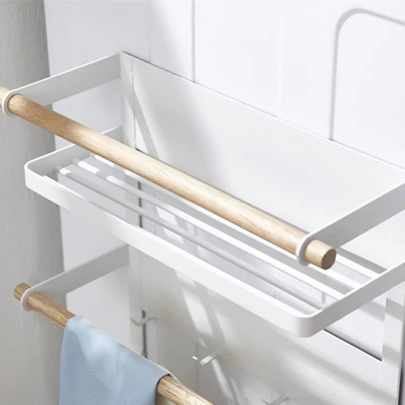 Refrigerator side shelf paper towel wall cutlery storage sundries magnetic items hanger kitchen storage rack