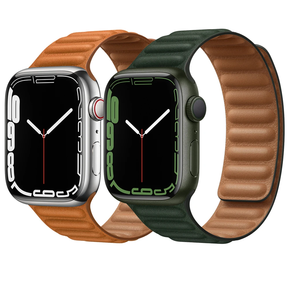 New Leather Strap For Apple Watch Band 44 40 41 45mm Watchband Original