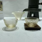 China New Product Glass Tea Sets Custom Glass Crystal Glasses Set Golden Tea Tea Cup Set