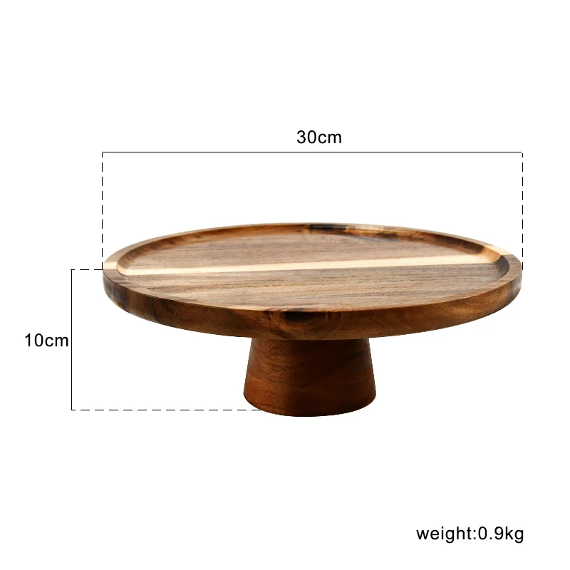 Paste 10 Inch Acacia Wood Rotating Cake Stand, Lazy Susan with Wood Base, Rustic Cake Stand for Wedding Cakes