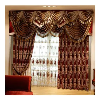 luxury home textiles ready-made fancy sun shade american jacquard window curtain