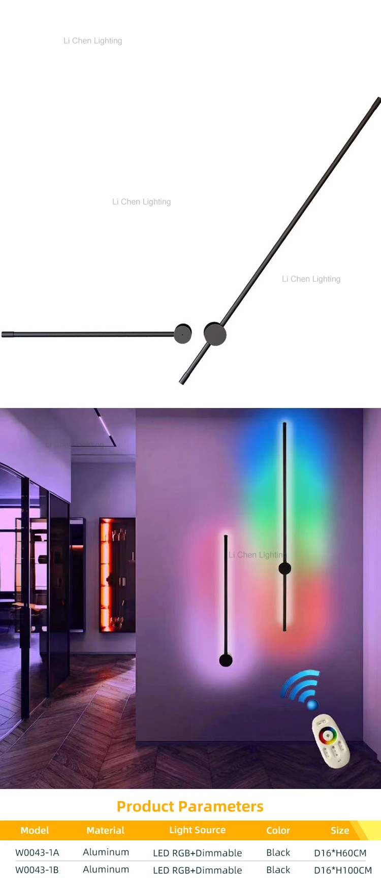 w0043 1 new product indoor decoration for living room corridor hotel metal bedroom led modern rgb wall lamp -0