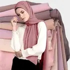 Scarf Women Plain Bubble Chiffon Scarf Hijab Wrap Plain Color Scarves Headband Muslim Hijabs Scarves/Scarf