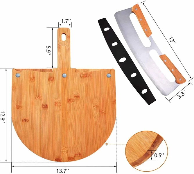 Pizza Making Tools Bamboo Wooden Pizza Peel Paddle and Cutting Board Steak Bread With Handle