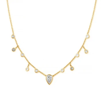 wholesale jewellery online 925 sterling silver necklace 14k gold plated teardrop center half shaker necklace