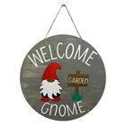 30*30 Cm Wooden Hanging Welcome Sign Faceless Doll Welcome Sign For Front Door Rustic Gnome Door Sign
