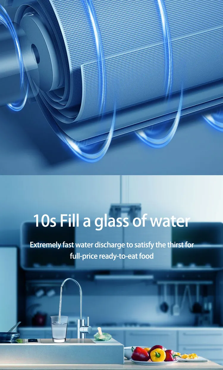 400G Electric Reverse Osmosis Plastic Under-Sink Water Purifier Self-Cleaning Integrated Cartridge Direct Household Drinking