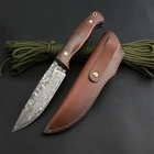 Tactical Knife Stainless Steel Blade Yellow Sandalwood Military Knife Camping Tactical Hunting Knife