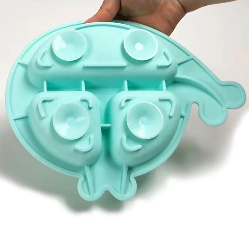 Wellfine New Arrival Silicone Suction Plate Baby Divided Toddler Silicone Suction Plate Safe Kids Dishes