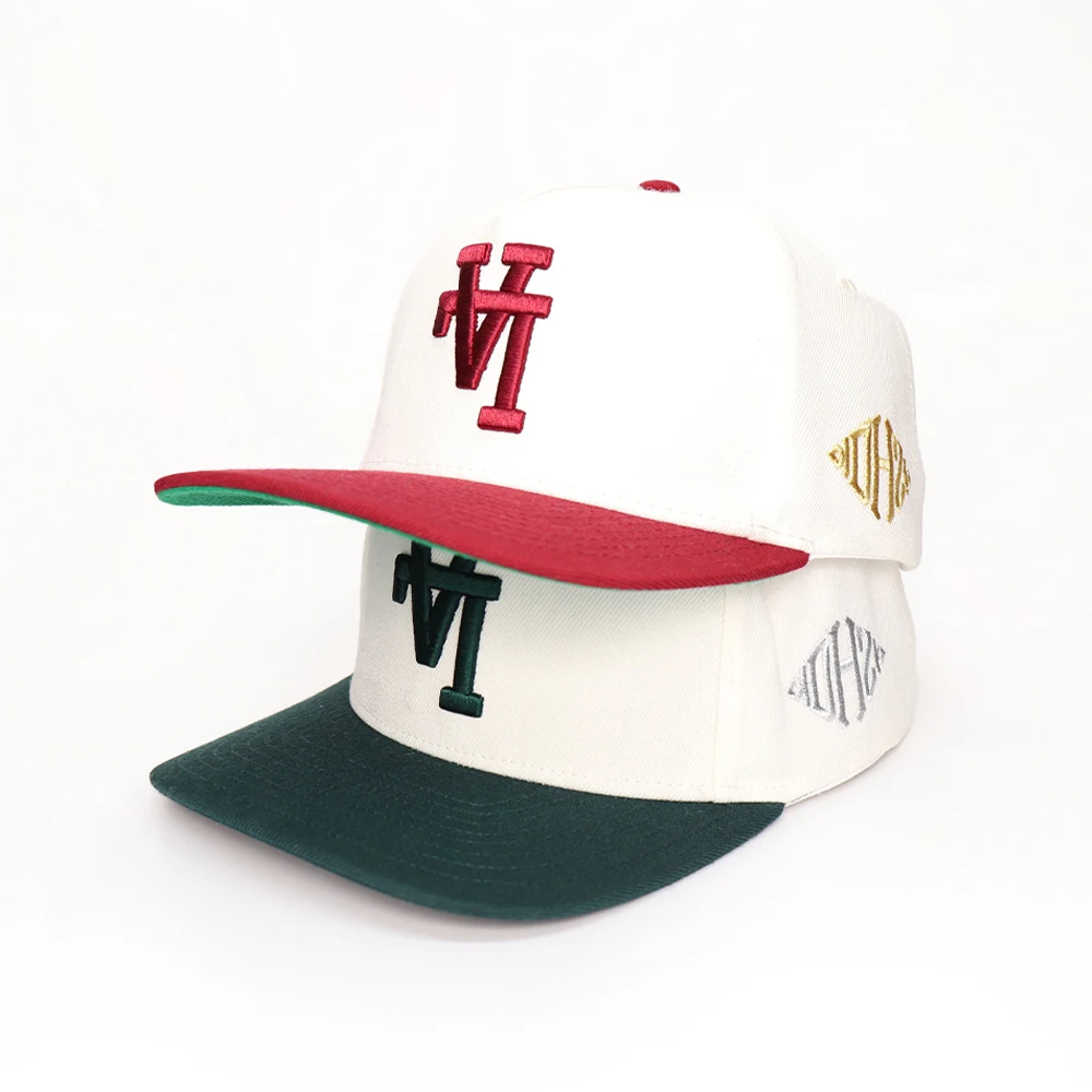 Custom Panel D Embroidery Logo Colorful Acrylic Snapback Caps Curved