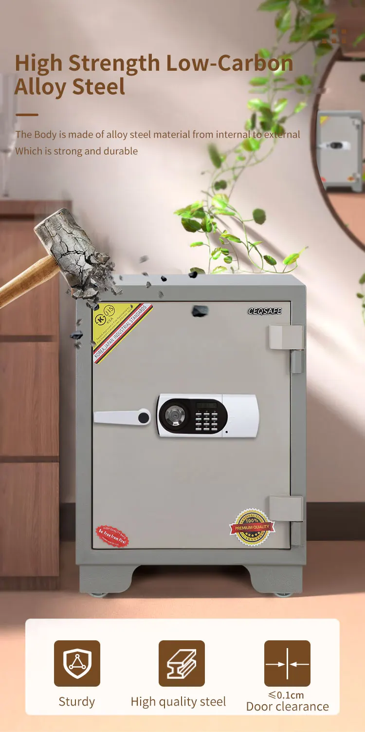CEQSAFE Home Hotel Fire Resistant Double Key for Mini Big Cheap Anti-fire Proof Size Small Safety Deposit Fireproof Safe Box supplier