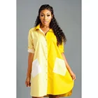New Fashion Robe Pour Femme Ladies Long Sleeve Color Block Patchwork Casual Shirt Dresses For Women