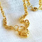 Gold Solid Ahappy 18CT 18K Gold Vacuum Plating Heart Belcher Padlock Solid Pendant Necklace For Women