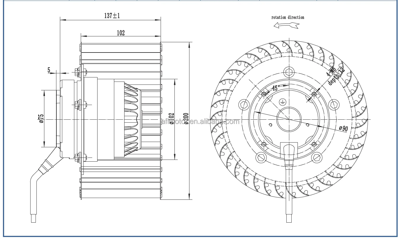 Centrifugal Fan, F4E200-102A-AM00, 220 V, Galvanized - detail 6