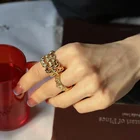 Ring Wholesale 18 Gold-plated Fashion Simple Personality Three-dimensional Woven Wide Ring Unisex Ring