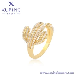 YMring-303 Xuping Jewelry fashion design new cactus pearl ins style neutral versatile 14K gold open ring