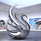 Indoor Home Exhibition Hall Stainless Steel Abstract Decoration Animal Bird Sculpture Swan Sculpture