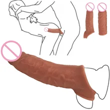Male Silicone Condom Simulation Penis Condom Sex Toys lengthening and thickening