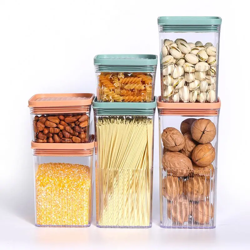 eco friendly clear storage pantry jar canister with plastic lid for kitchen