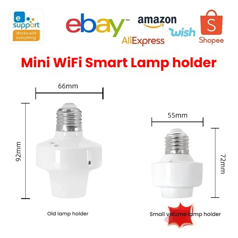 Yiweilian WiFi toma de corriente inteligente enchufe E26/E27 portalámparas teléfono inalámbrico Control remoto temporizador interruptor UE enchufe barra diseño hogar