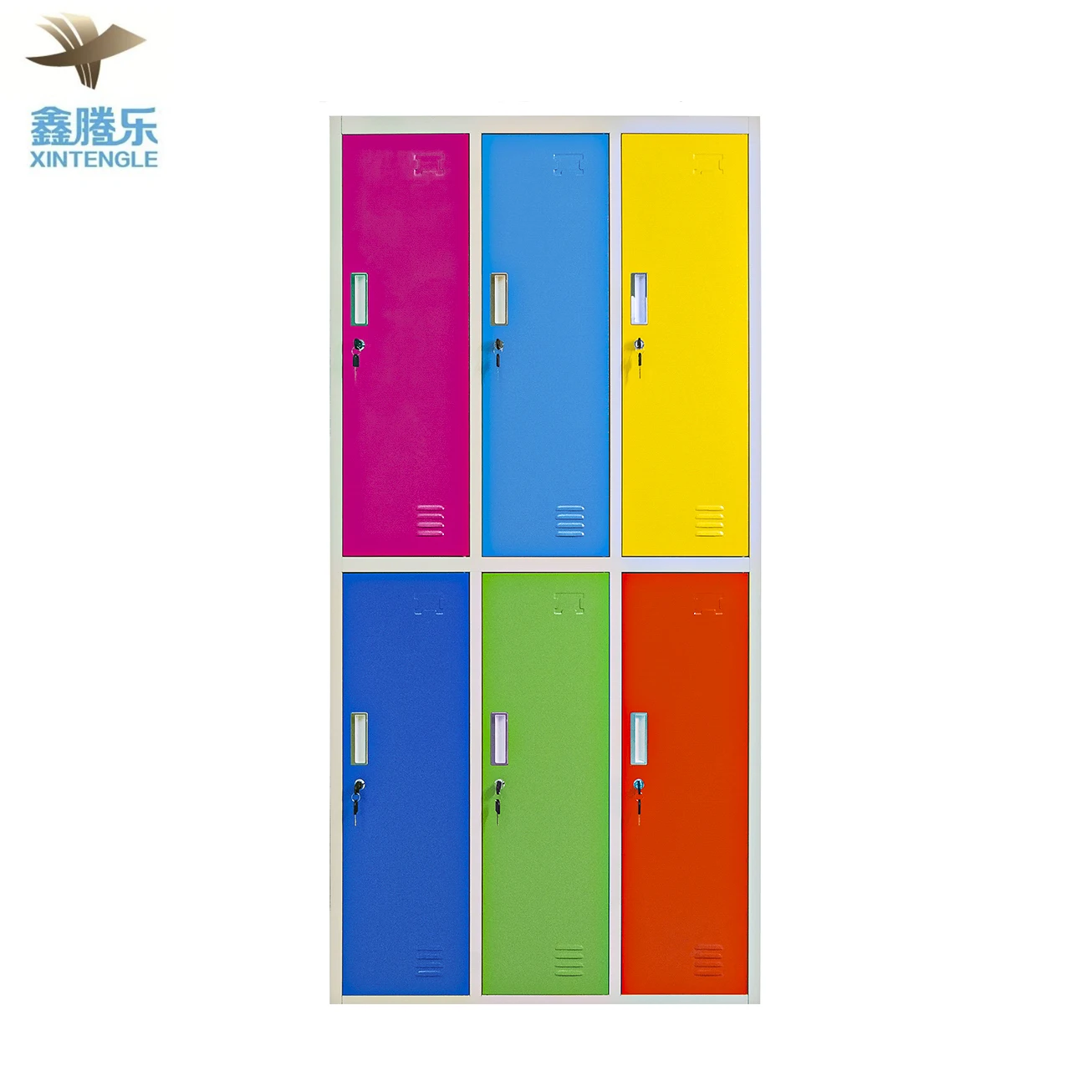 Customized OEM Gym Office colorful 6 Door Staff Clothing Shoe Cabinet Locker lockers for changing room