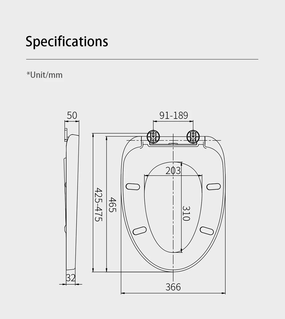 Xiaomi Diiib Led Light Toilet Seat Cover Automatic Descent Silent Wc