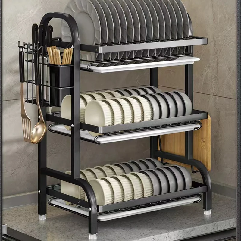 Wholesale Household Kitchen Rack Multi-Functional Dish Drain Rack Bowl And Chopsticks Storage Box Stainless Steel Storage Rack