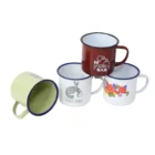 Enamel Mugs Wholesale Steel Enamelware Custom Logo Retro Enamel Camping Cup Coffee Mugs Sublimation Enamel Mugs