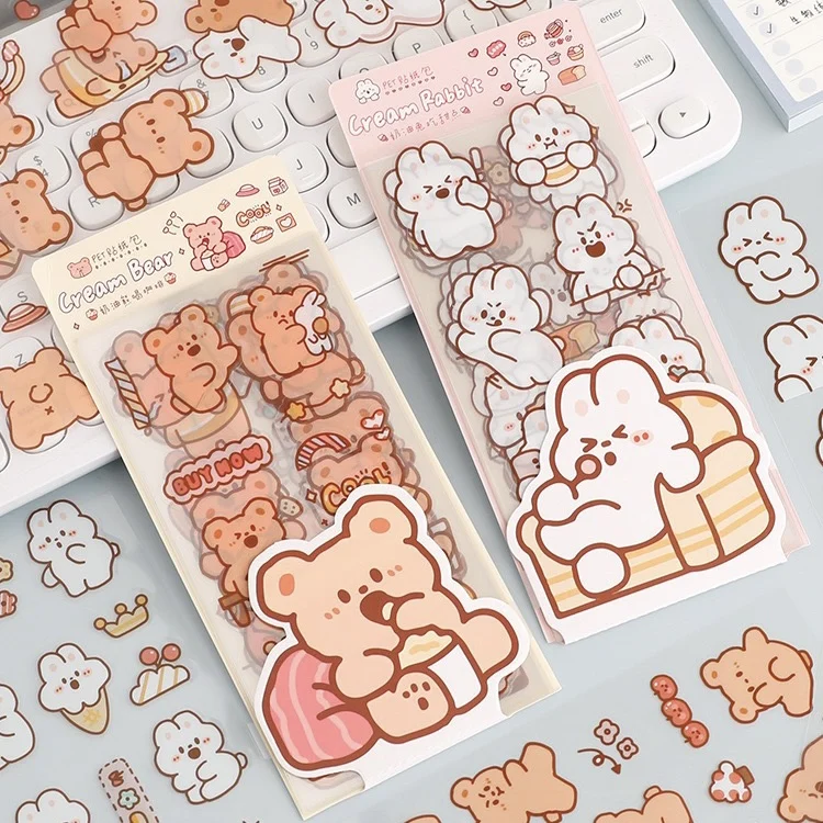Creative Cute Cartoon Sticker rabbit and Bear Sticker Diary Fun Decoration Sticker