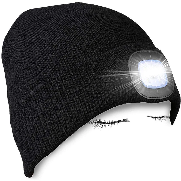 Rechargeable LED Beanie Winter Hat with USB High Powered Head Lamp Light Hats UK 