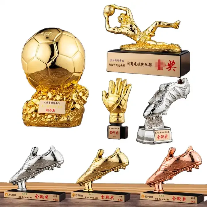 Custom Resin Electroplatel Trophy Award Soccer Football Trophies Sports Cup Ballon D'or Awards Trophy
