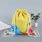Bags For School Yellow Color Reusable Grocery Drawstring Backpack Colorful Printing Drawstring Bags For School