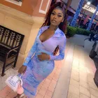 2021 Women Clothes Bodycon Long Sleeve Zip Tie Dye Elegant Maxi Dresses Ladies