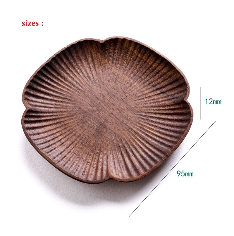 Solid Wood coaster black walnut four-leaf tea coaster, beech texture coaster heat insulation pad