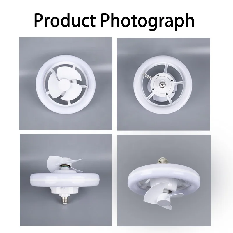 The screw large wind oscillating fan light shines up and down 360 rotating silent RGB color light E27 fan light