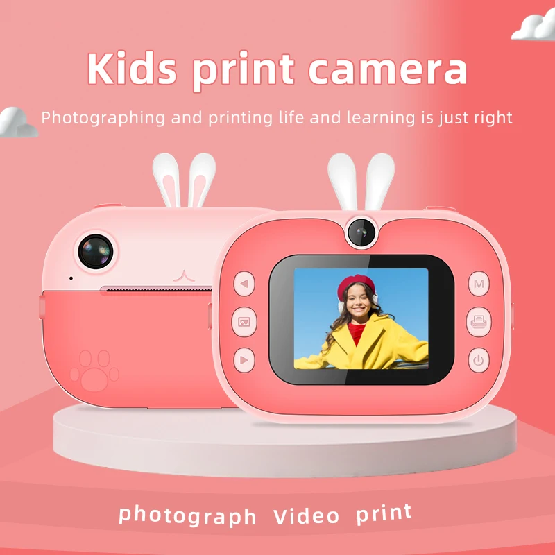 Instant Print Digital Kids Camera 1080P Rechargeable HD Digital Selfie Video Cameras