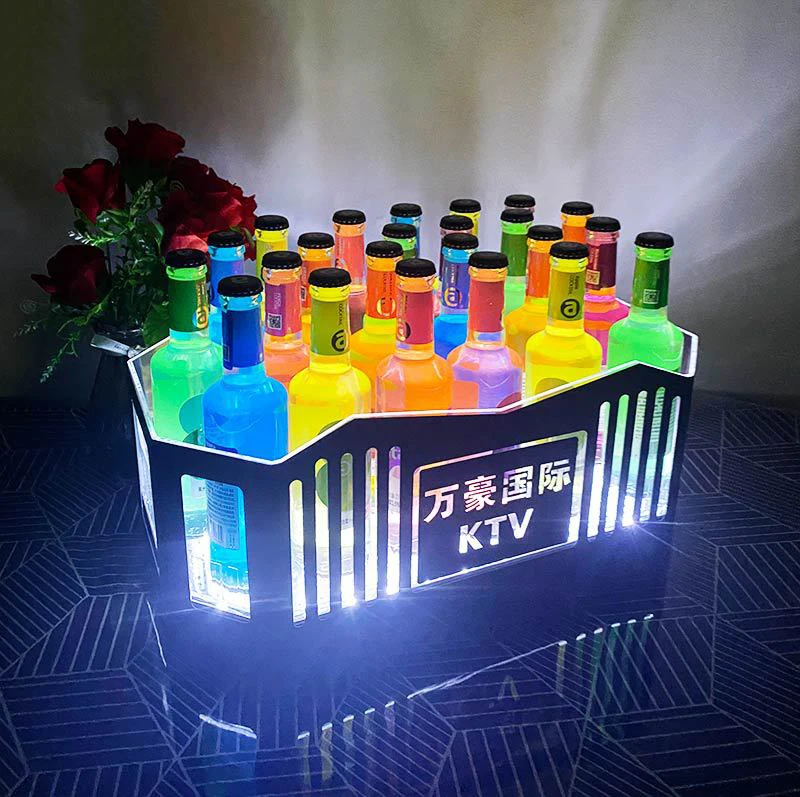 Bar Colorful Luminous Ice Bucket Led Ice Pattern Acrylic Champagne